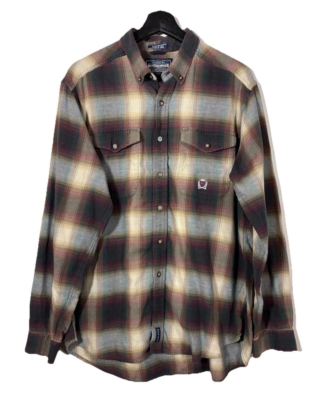 Rough Stock Panhandle Slim Shirt Mens L Plaid Button Down Western Long Sleeve